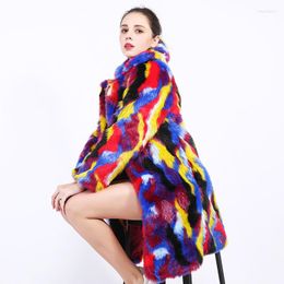 Manteaux de fourrure pour femmes TUHAO Famale 4XL 3XL grande taille hiver femmes Long coloré Faux manteau surdimensionné épais chaud épissé LQ288
