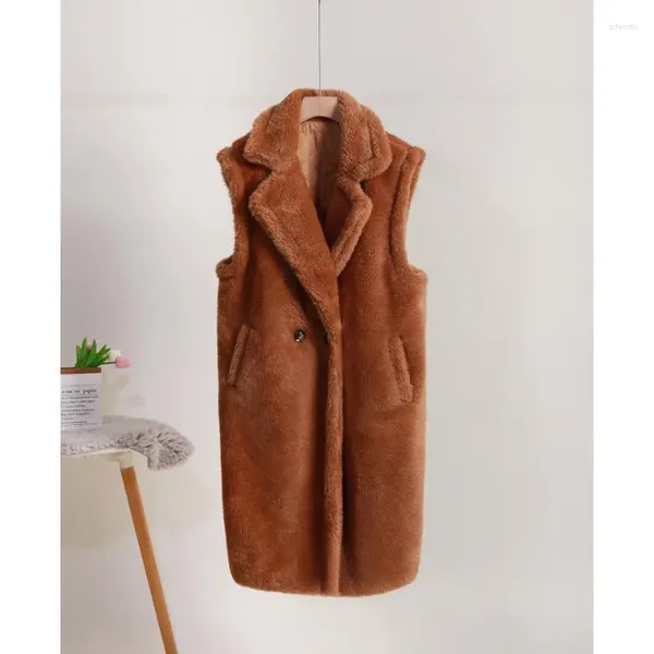VANOVICH – manteau ample décontracté en fourrure pour femmes, Style coréen, tempérament d'hiver, couleur unie, Faux gilet sans manches, bouton unique, 2024