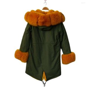 Parka doublée chaude en fourrure pour femme, manteau d'hiver avec grand col pour homme et femme