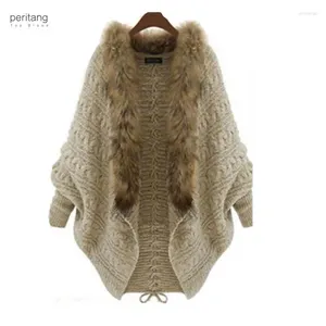 Cardigan tricot en fourrure de fourrure de fourrure pour femmes
