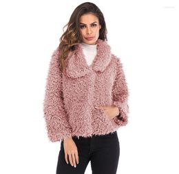 Frauen Pelz Winter Mode Revers Faux Outwear Haarigen Weiblichen Mantel Multi-farbe Große Größe Warme Wilde Kurze Jacke flut