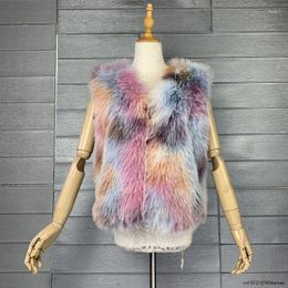 Women's Fur Winter Faux Coat Tie-dyed Furry Hair Of Environmental Protection Chique en Elegant Luxury Designer Vest