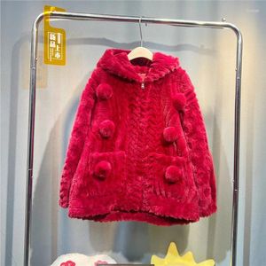 Damesbont Winter Koreaanse nep-jas met capuchon Dames Casual losse lange mouwen Warm imitatie-nertsenjack Rood Roze Wit Blauw