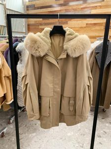 Damesbontwinterparka 2023 Modieuze middellange jas Rex-jas met slanke kraag en capuchon Warme sneeuwkleding
