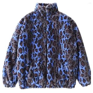 Dames bont winter dames faux jassen losse coltrui dames geïmiteerde nertsenjacks luipaard blauw trendy groot formaat dame bovenkleding