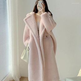 Manteau d'hiver en fausse fourrure pour femme, Long, ample, grande taille, vêtements d'extérieur à capuche, épais, chaud, mode, Parkas décontractés, couleur unie