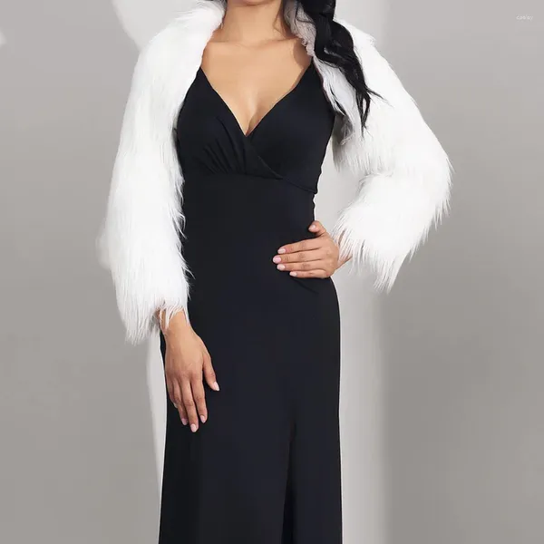 FURS FURS FURS Mujeres Otoño Invierno Invierno Cálido Faux Ostrich Feather Chaqueta recortada Caza Cena Cabina de boda Cabo Femenina Femenina