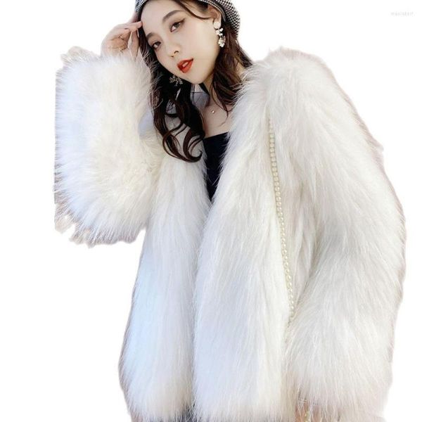 FURS FURS MUJER CAPA Fashion Mink Beautiful Beautiful Raccoon Chaqueta Pure White Pink Slimming Overcape para otoño Invierno XS S S