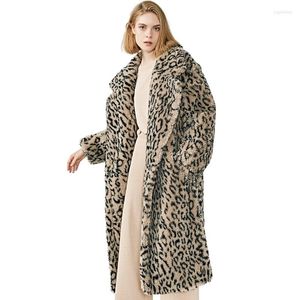 Abrigo de piel de oveja auténtica para mujer, chaqueta informal para otoño e invierno, prendas de vestir exteriores con solapa de manga larga, oso de peluche de lana para mujer