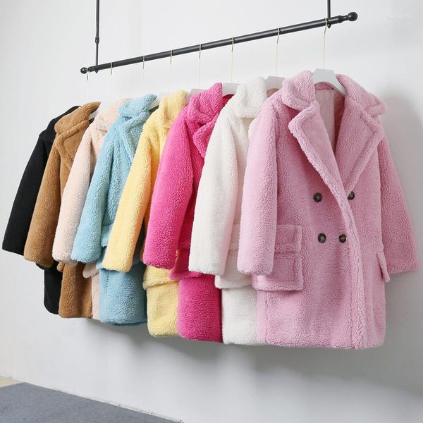 Abrigo largo de piel sintética para mujer, chaqueta de lana de cordero gruesa y cálida para mujer, chaquetas de oso de peluche elegantes a la moda para invierno 2023