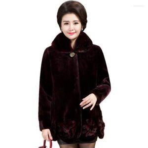 Dames bont dames winterimitatie nertsen jas middelbare leeftijd moeder dikker bovenkleding vrouwelijk houd warme jas a471