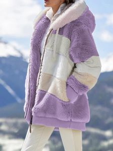 Manteaux d'hiver pour femmes en fourrure pour femmes chaud épais Trench à capuche femme pardessus grande taille polaire Faux