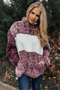 Dames vacht gaat niet in de herfst winter contrast kleur vrouwen jas casual lange mouw pullovers patchwork outfit tops jumper