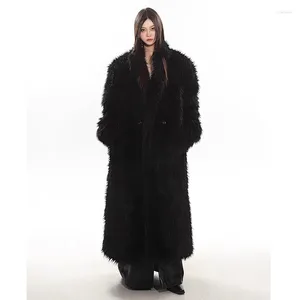 Manteau de laine de fourrure pour femmes longs hiver chaud et tranchée épaisse