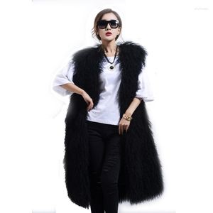 Gilet en laine de fourrure pour femme, veste mi-longue, mode automne et hiver coréen, manteau épais assorti avec tout, NS2396