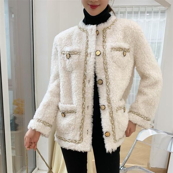 Xiaoxiangfeng – manteau court en fourrure de mouton et d'agneau tondu pour femme, 2023