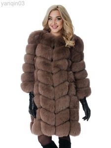 Fourrure pour femmes Zadorin Europe Mode 90Cm Long Trench Manteaux Faux Manteau Femmes De Luxe Épissage Chaud Fluffy Fourrure Veste hiver Pardessus L220829