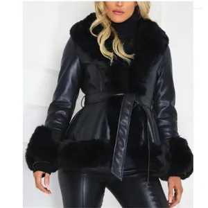 Fourrure pour femmes ZXRYXGS 2024 tempérament élégant Premium doux en cuir Pu Imitation manteau taille veste chaude femmes vêtements hiver