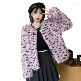 ZXRYXGS – veste en fausse fourrure pour femme, Style élégant, couleur léopard, manteau, vêtements épais et chauds, mode automne-hiver 2023