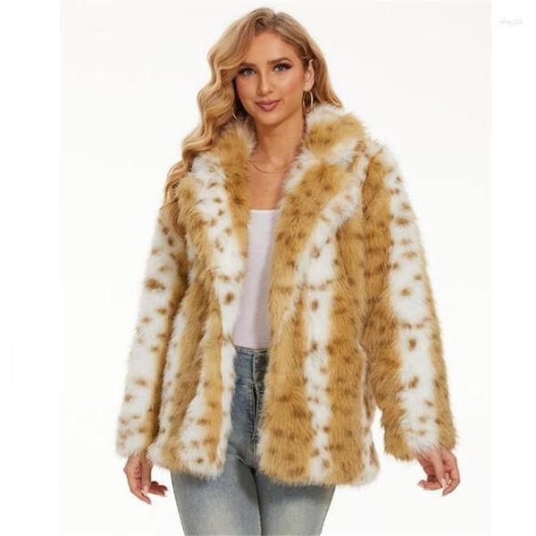 ZXRYXGS – manteau en fausse fourrure imprimé léopard pour femme, veste mi-longue à capuche, vêtements à la mode, automne hiver 2023