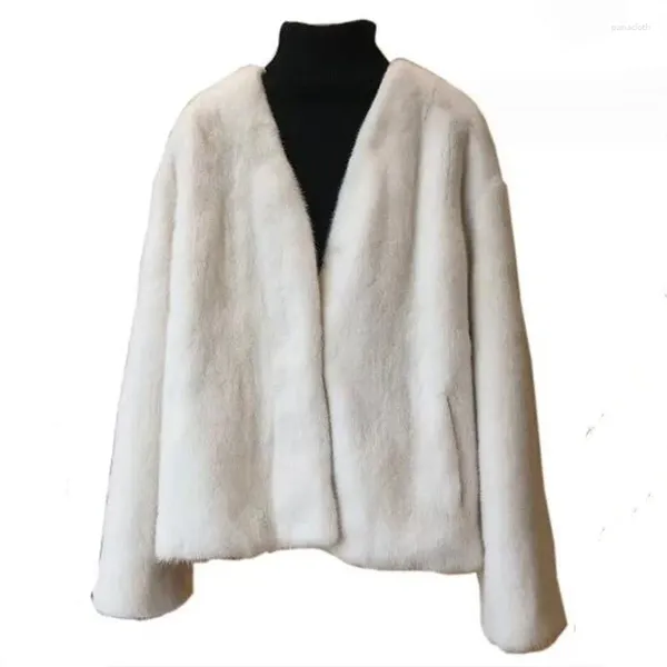 Vestes en fourrure pour femmes ZXRYXGS, manteau en Imitation de vison fin, col en v, mode polyvalente, automne et hiver 2024