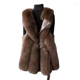 Gilet en fourrure ZXRYXGS pour femmes, Imitation d'épissure de cuir Pu de haute qualité pour vestes féminines, manteaux Slim à la mode, manteau pour jeunes, 2024