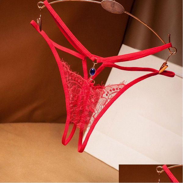 G-Strings pour femmes en dentelle à bretelles voir à travers la culotte ouverte entrejambe G cordes T Back Sexy Lingerie culotte femmes vêtements Will And Sandy Gif Dhyv0