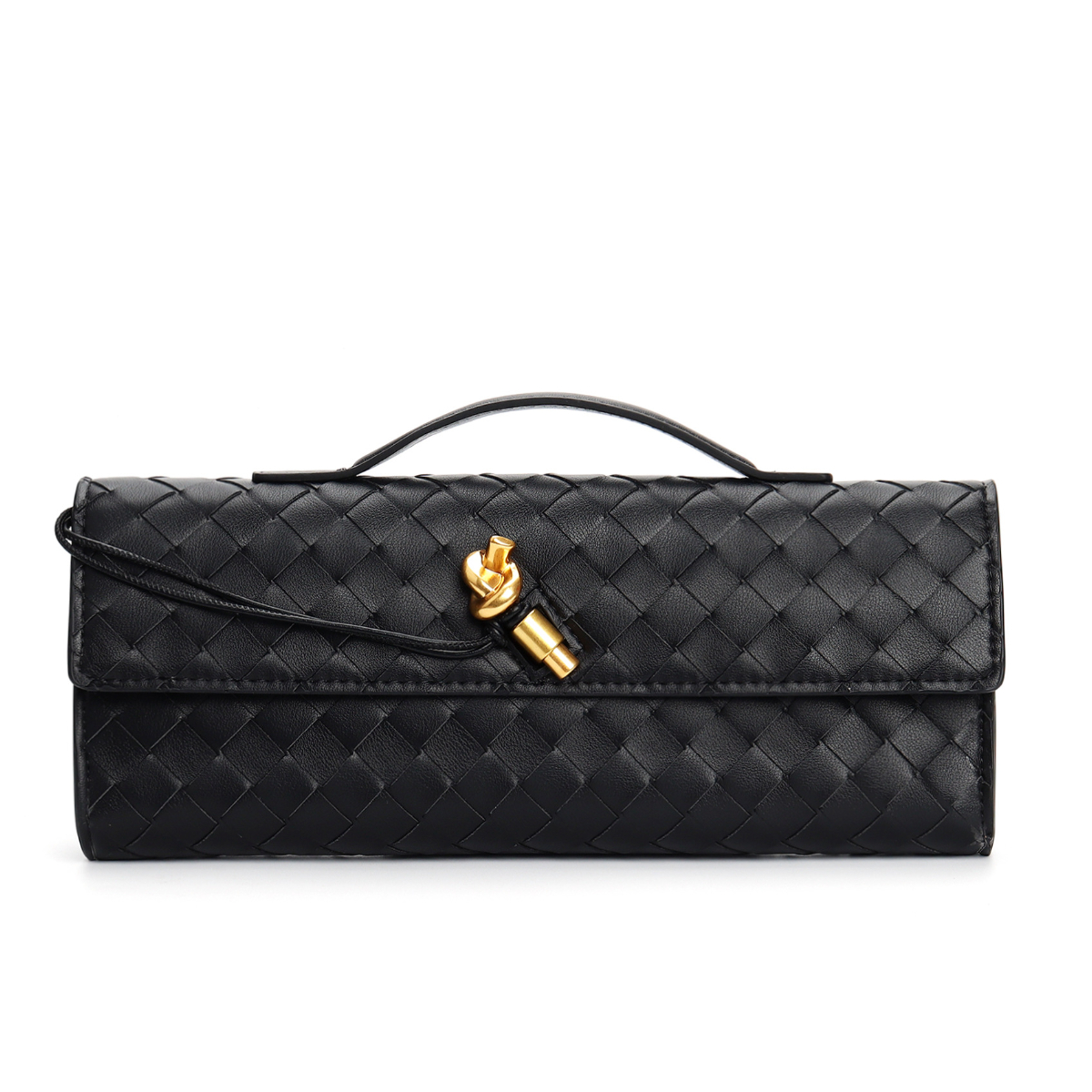 Women's Genuine Leather Clutch Shoulder Bag, Handmade Intrecciato Cowhide Evening Purse Handbag