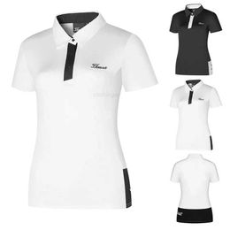 Camiseta de golfe feminina verão esportes vestuário de golfe camisa de manga curta secagem rápida respirável polo camisas para senhoras