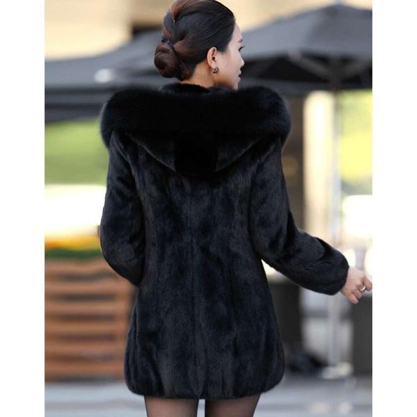 Chapeau Haining pour femmes, manteau chaud Long en fausse fourrure de renard, coupe cintrée, 432240