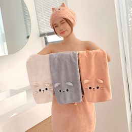 Ręcznik z mikrofibry do włosów dla kobiet, super miękka folia do pielęgnacji włosów, szybkoschnący chłonny ręcznik, szalik z kreskówkowym kotem