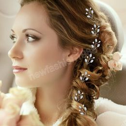 Vrouwen Haarspeld Haarspeld Bruid Tiara's Sieraden Mode U-vormige Kristallen Haarvork Eenvoudige Parelkroon Bruiloft Haaraccessoires