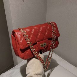 Bolso de mano para mujer, nueva moda, Lingge, cadena bordada, versátil, viento fragante, bandolera de un solo hombro, bolso cuadrado pequeño