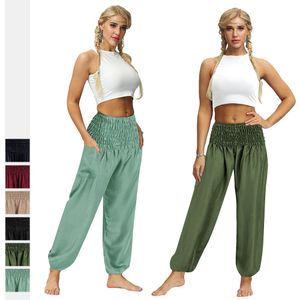 Harem Pilates Sports Workout -broek met dames Hoge taille Yoga Boho broek Comfy lounge joggers met zakken