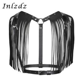 Dames harnas erotische lingerie seks cosplay kostuum pu leer verstelbaar lichaam borst bondage riem met schouder kwastje beha's s292n