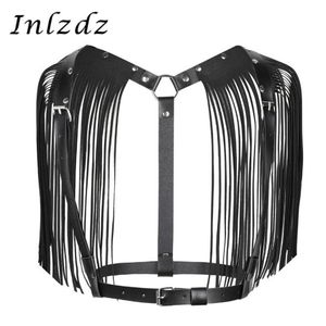 Dames harnas erotische lingerie seks cosplay kostuum pu-nahka verstelbaar lichaam borst bondage riem met schouder kwastje bh's S197Q