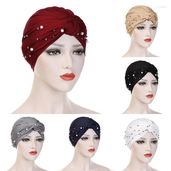 Pañuelos para la cabeza para mujer musulmanes 2022 gorros de bufanda islámica elásticos moda de un solo tamaño gorro suave/gorras de calavera Oliv22