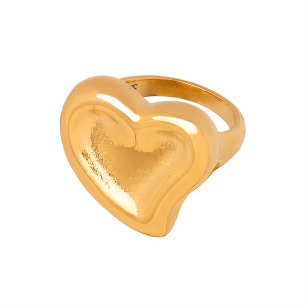 Anillo en forma de corazón para mujer, chapado en acero inoxidable, oro de 18 quilates, regalo de joyería de moda de alta calidad