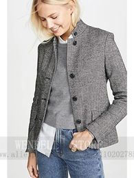 Veste à chevrons pour femmes Blazer costume à simple boutonnage tenue décontractée manteau en robes pour bal femme vêtements printemps extérieur Eam 240102