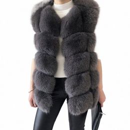 Gilet de fourrure de renard véritable de haute qualité pour femmes 100% fourrure véritable naturelle 2019 manteau de fourrure fi veste gilet manteau en cuir véritable 27Ey #
