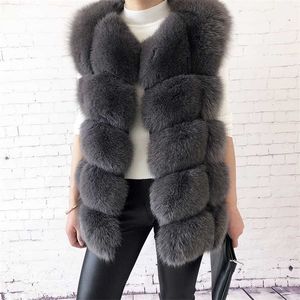 Dames Hoge Kwaliteit Real Fox Bont Vest 100% Natuurlijke Echte Bont Mode Bontjas Jas Vest Echt Lederen Jas 210927