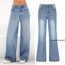 Dames hoge taille blauwe losse beenloze jeansontwerp