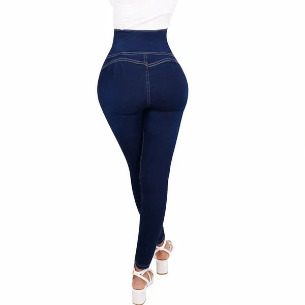 Taille haute pour femmes Curvy Jeans Butt Lift Pantalon extensible Super Stretch Butt Sha Bottom Up Denim Pantalon e9ae #