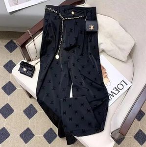 Pantalon de taille haute avec une courroie imprimement imprimé couleur noire pantalon long plus taille smlxlxxl3xl4xl