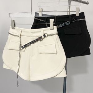 Cintura alta feminina com cinto moda shorts de lã SMLXL