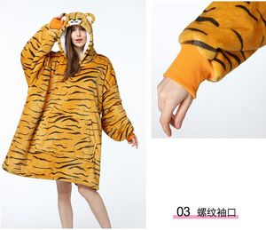 Dames nachtkleding bedrukt luie kleding trui fleece tv-deken met capuchon buitenfunctie koudebestendige kleding trainingspak