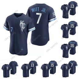 Royal 15 Whit Merrifield Jerseys Bobby Witt Jr. Hombres City Connect Mujeres Jóvenes Andrew Benintendi Salvador Perez A. Taylor Lopez Alex Gordon Jorge Soler Zack Greink S-4XL