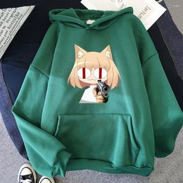 Sweats à capuche pour femmes 2023 Anime Melty Blood Neco Arc Holding Gun Sweat à capuche Femmes Harajuku Esthétique Graphique Mignon Unisexe Dessin Animé Pulls Sweats