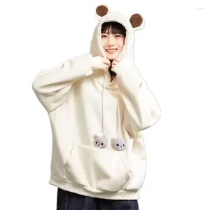 Sweats à capuche pour femmes 2023 automne mignon sweat Kawaii dessin animé ours oreilles pull à capuche sweats coréen décontracté lâche Harajuku vêtements d'extérieur