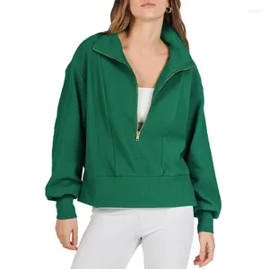 Sweat-shirt à capuche pour femmes, haut ample et décontracté, demi-fermeture éclair, manches longues, vêtements pour femmes, automne/hiver, 2023